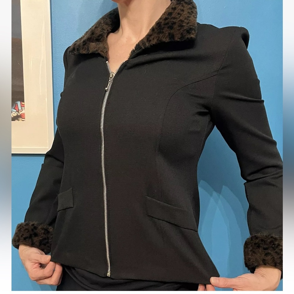 Womens Star C.C.C. City Clothing Company Zip Up Faux Fur Jacket Y2K 1990s Vintag
